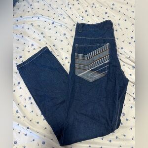 Vintage Baggy Y2K Sz:32 Denim Jean Black & Blue Denim Dark Wash Jeans.